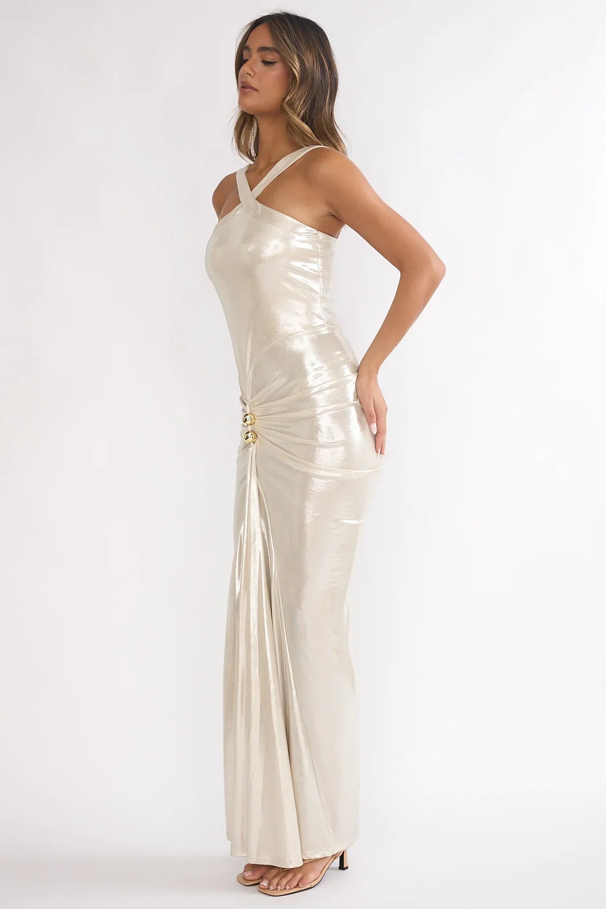 Damen Abendkleid mit Neckholder und Drapierung