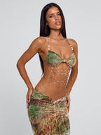 Damen Zweiteiler mit Maxirock und Schmuckdetails