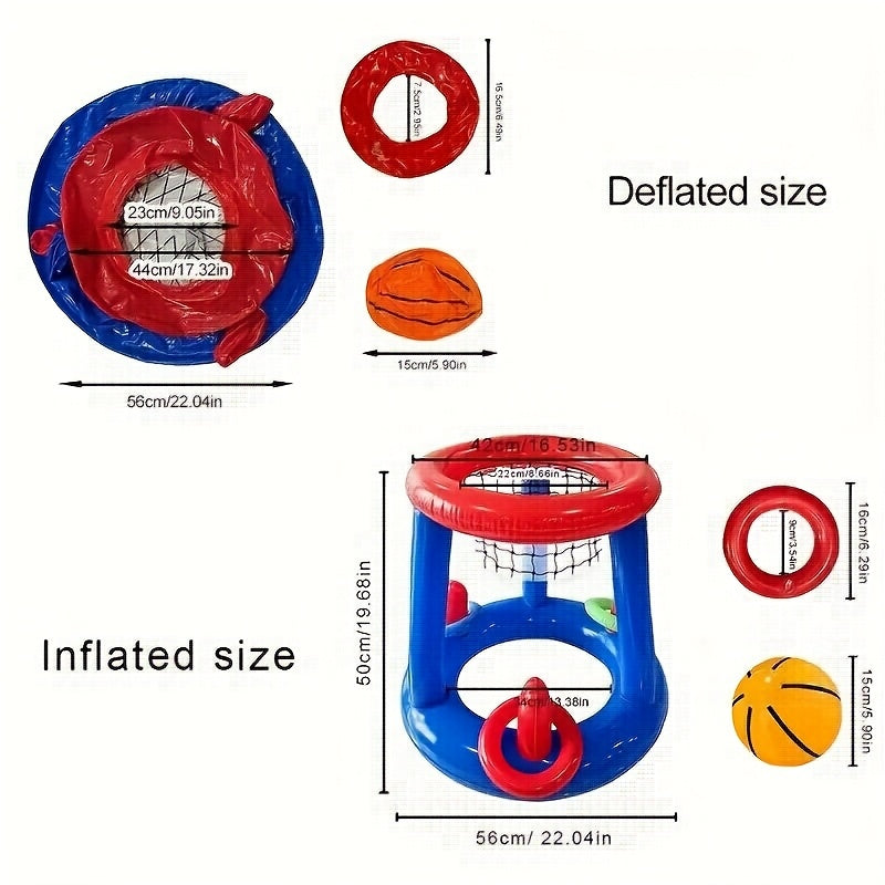 Aufblasbares Pool-Basketballset – Mit Korb, Ball sowie Ringen