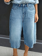 Große Größen Hochtaillierte Stretch-Denim-Shorts – Lässige Weite Sommerhose mit Taschen