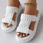 Bequeme Damen Sandalen mit Geflochtenem Obermaterial sowie Plattformsohle
