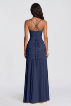 Flowing – Wickel-Maxikleid mit Korsett-Schnürung