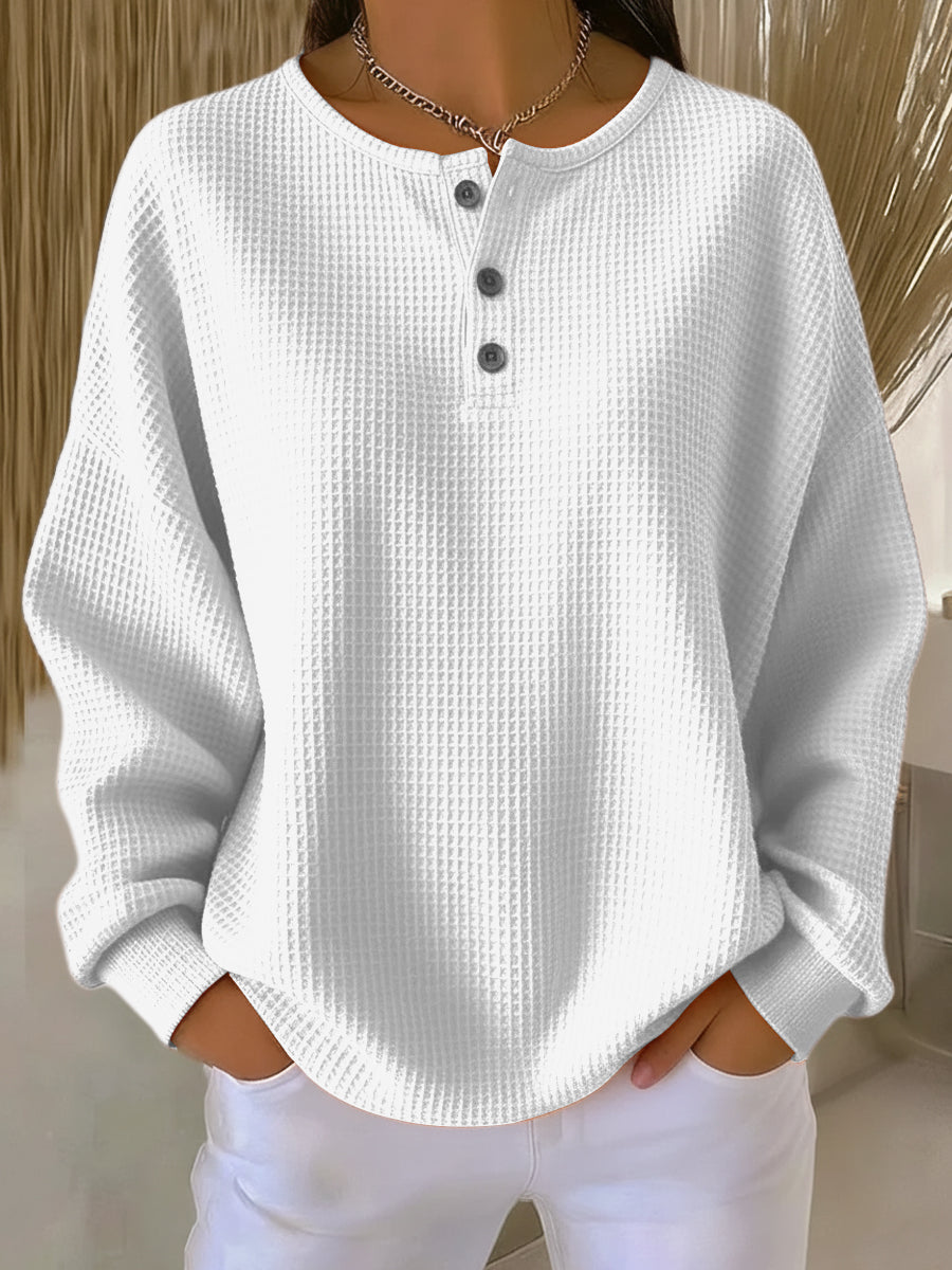 Gemütlicher Pullover mit Waffelstrick und Kragen