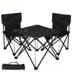 Klappbarer Outdoor Tisch- sowie Stuhlset – Tragbar für Camping & BBQ