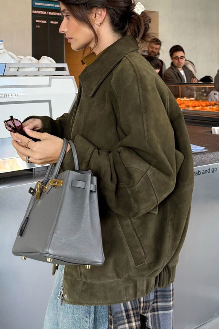 Jacke mit Reverskragen und Reißverschluss