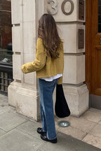 Jacke mit Wildleder in Braun mit Polokragen