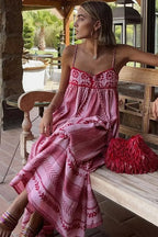 Kleid mit Fransen in Rosa