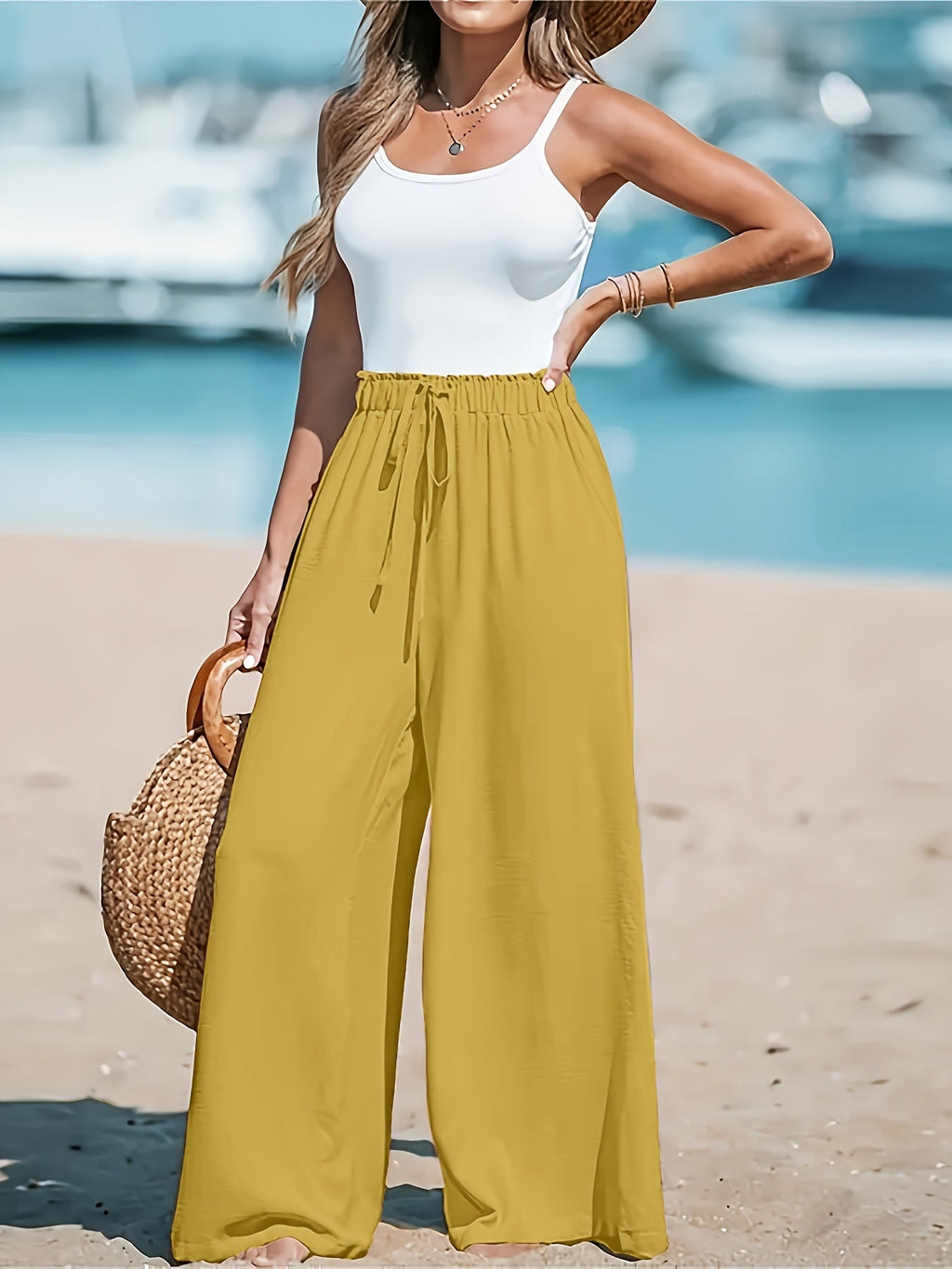 Damen Hohe Taille Weite Hose – Bequem und Elegant