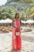 Schulterfreies Maxikleid mit A-Linie und Blumenmuster