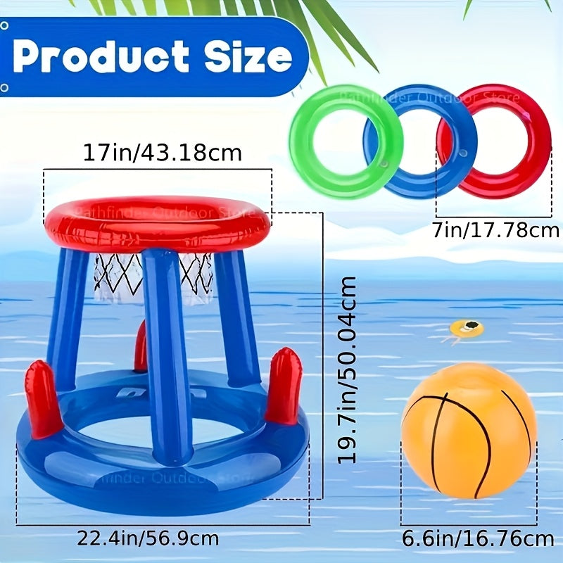 Aufblasbares Pool-Basketballset – Mit Korb, Ball sowie Ringen