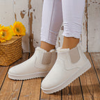 Stiefeletten gefüttert mit flachem Absatz – Beige