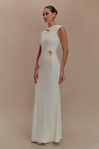 Damen Abendkleid mit asymmetrischem Ausschnitt und Drapierung