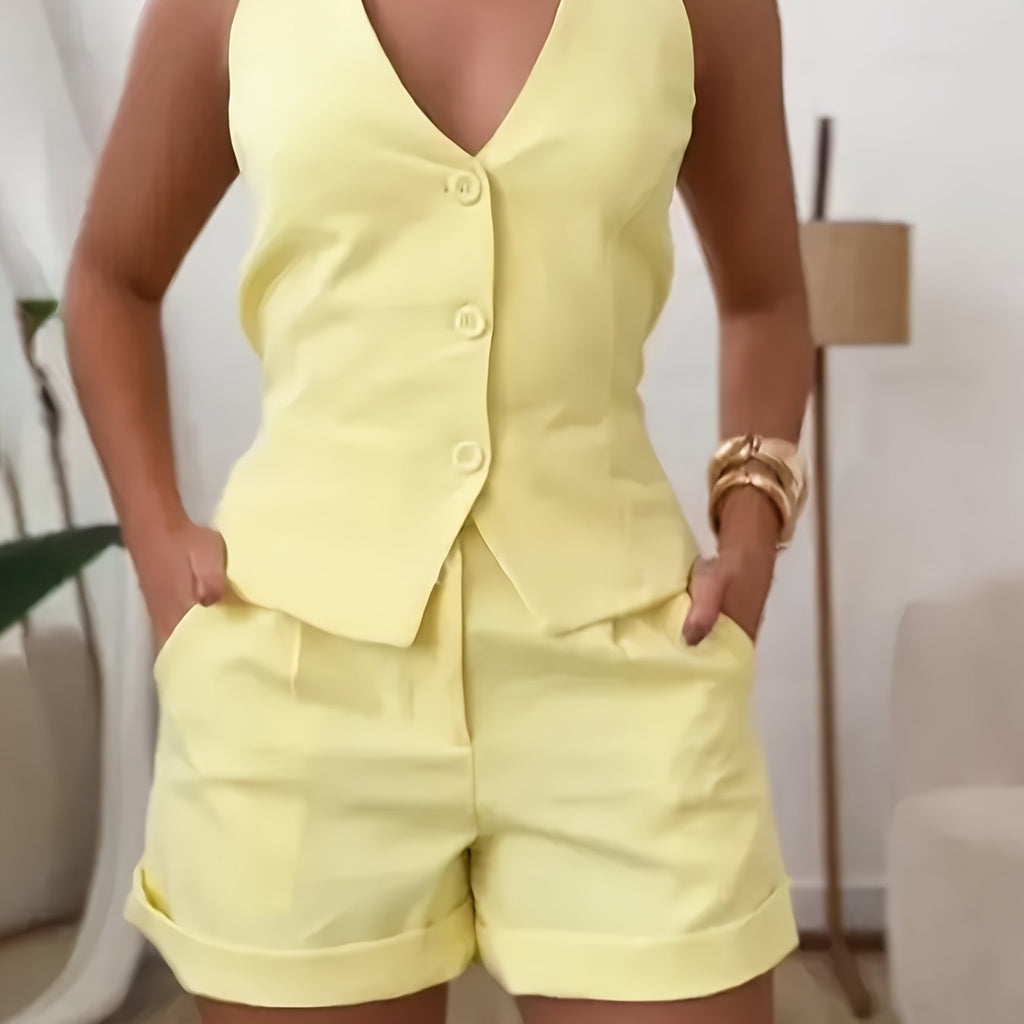 Sommerliches Hellgelbes Set – Weiblich, Frisch sowie Bequem