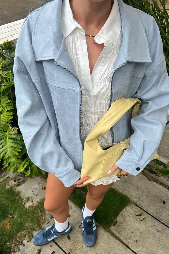 Jacke mit Wildleder in Blau