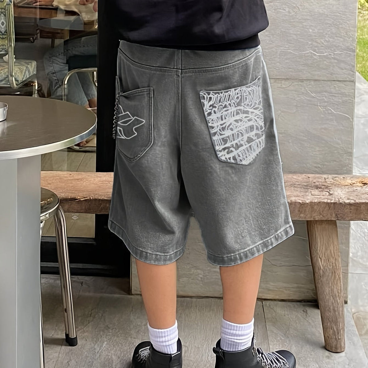 Lässige Bermuda-Denim-Shorts – Lockere Passform inklusive Stilvollen Blumenstickereien