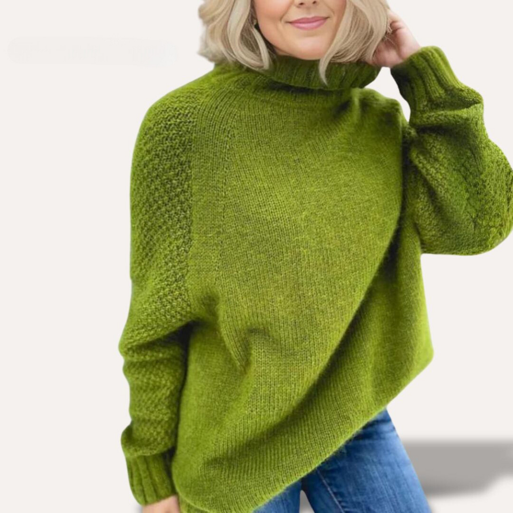 Eleganter Rollkragenpullover Angela Apfelgrün