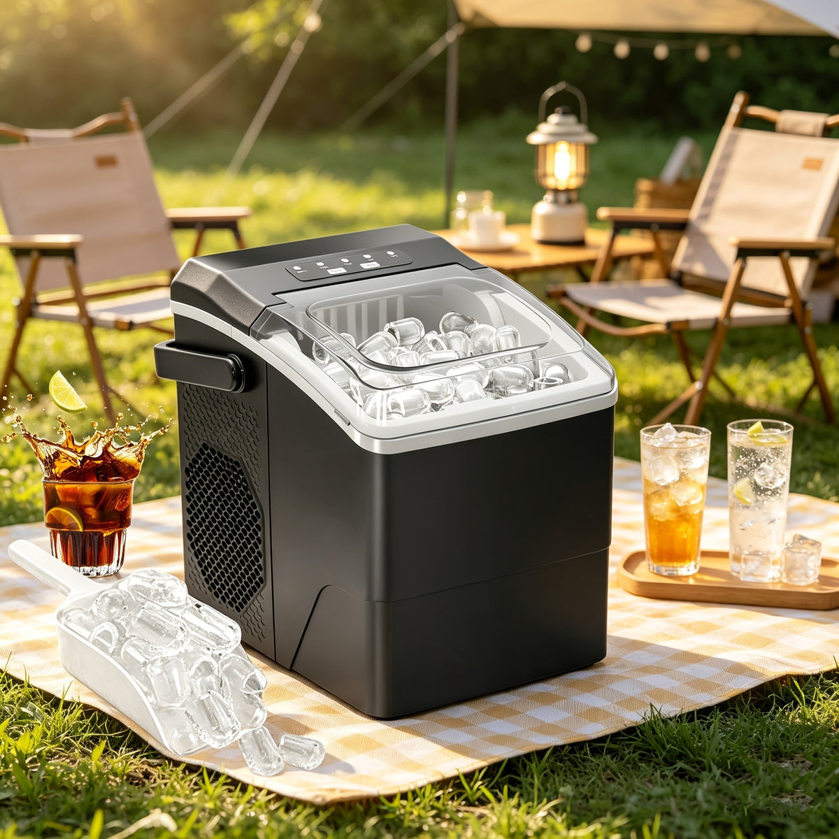 Kompakte Eiswürfelmaschine mit Zwei Eiswürfelformaten sowie Schneller Produktion