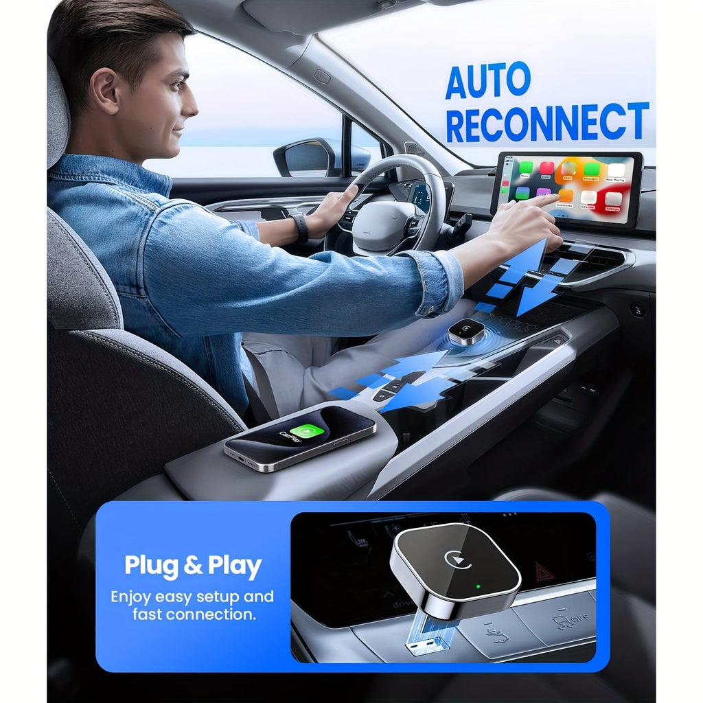 2-in-1 Drahtloser CarPlay & Android Auto Adapter: Plug & Play Schnell Verbunden