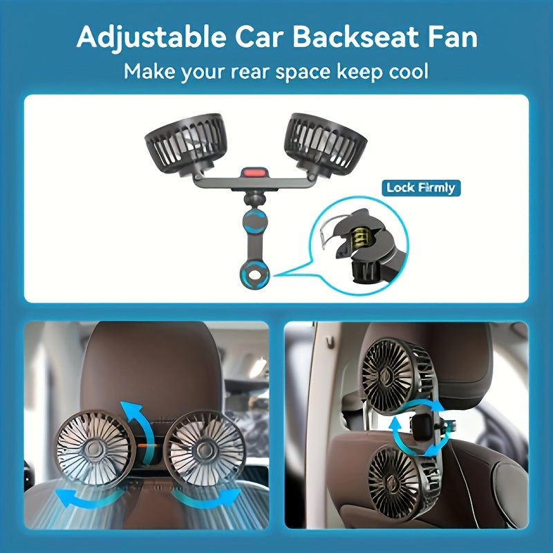 Tragfan Dual Car Fan: 5-Blatt 360° Rotierend Ultra-Leise