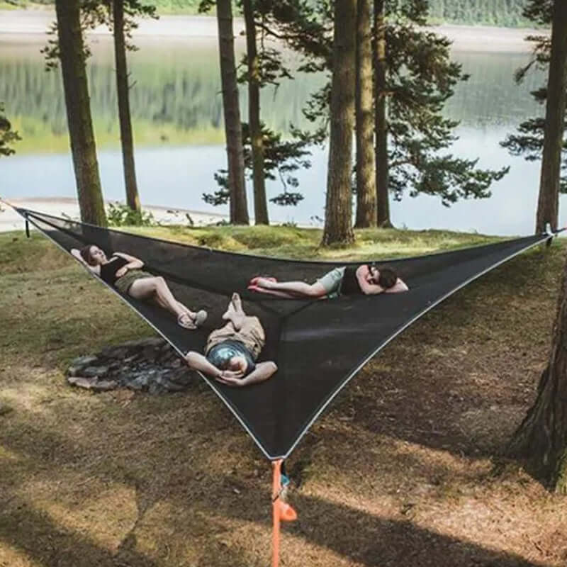 Outdoor Mehrpersonen-Hängematte mit 3-Punkt-System – Geräumig und Bequem