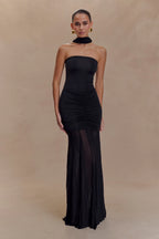 Damen Maxikleid mit Carmen-Ausschnitt und Raffungen