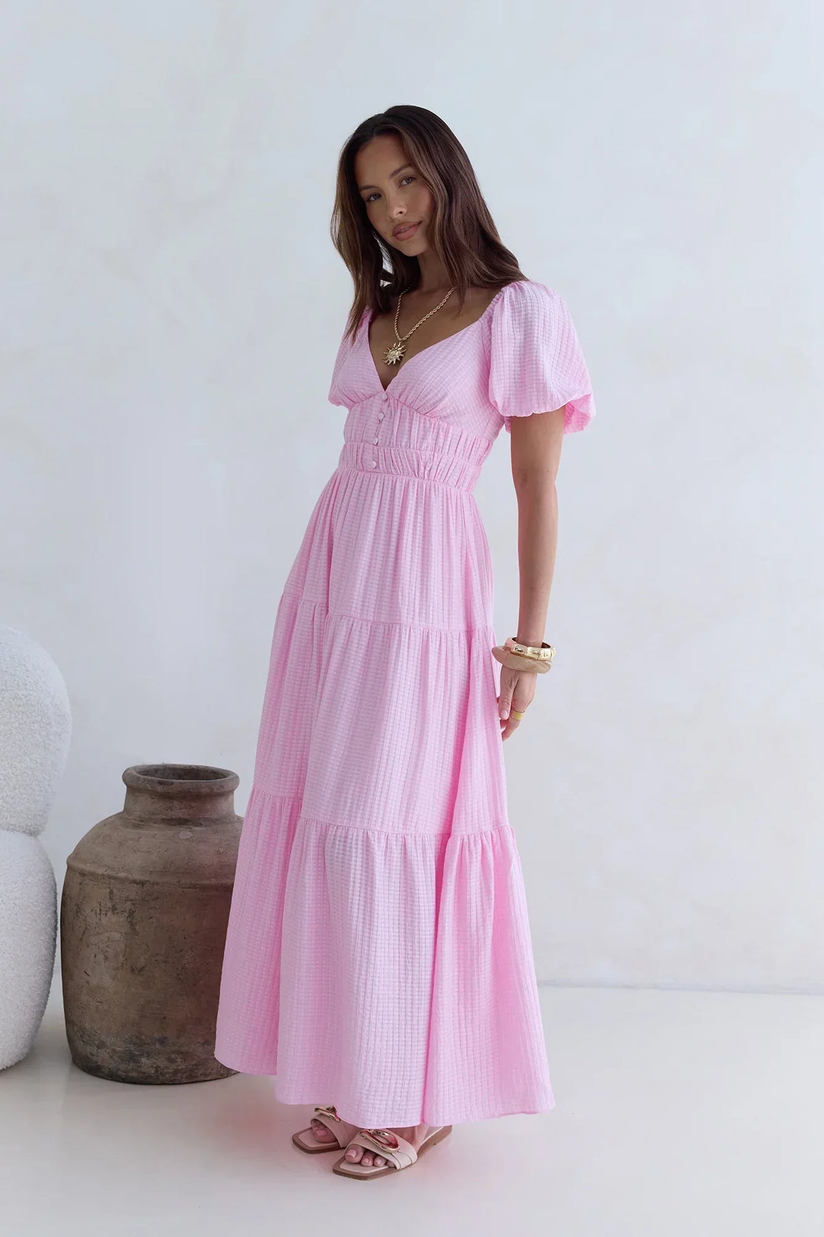 Butterfly – Maxikleid mit Puffärmeln