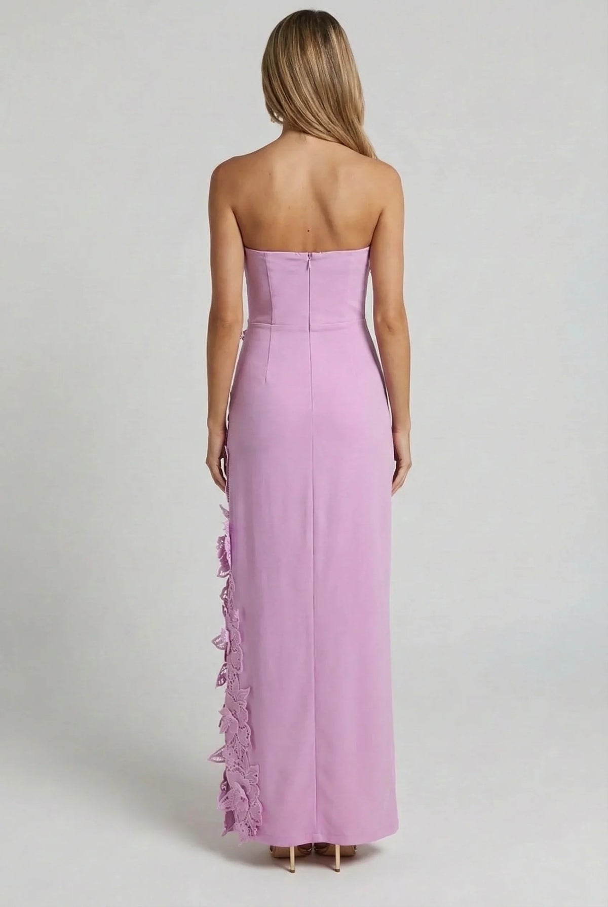 Éloise – Schulterfreies Maxikleid mit Beinschlitz und Blumenmuster