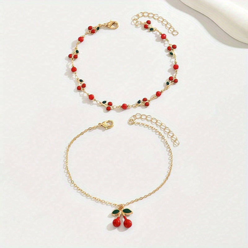 CherryTwist Doppeltes Fußkettenset – Frisch und Modisch