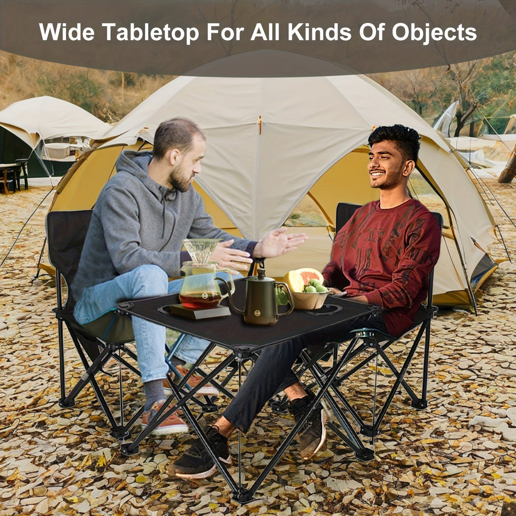 Klappbarer Outdoor Tisch- sowie Stuhlset – Tragbar für Camping & BBQ