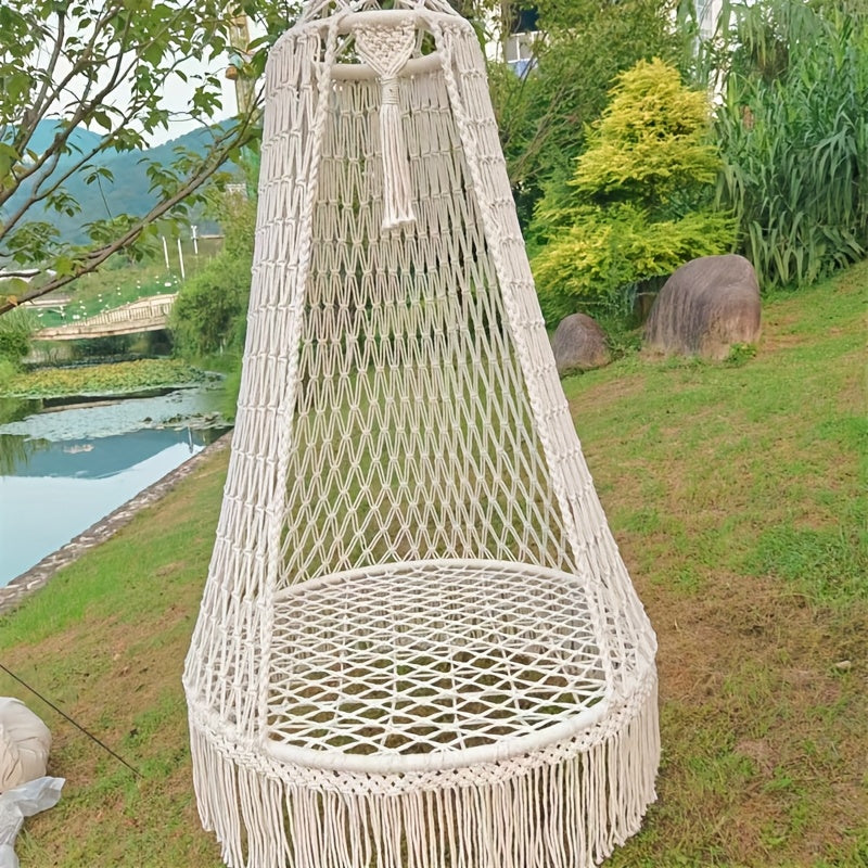 BohoSwing Handgewebter Hängesessel – Entspannte Boho-Vibes