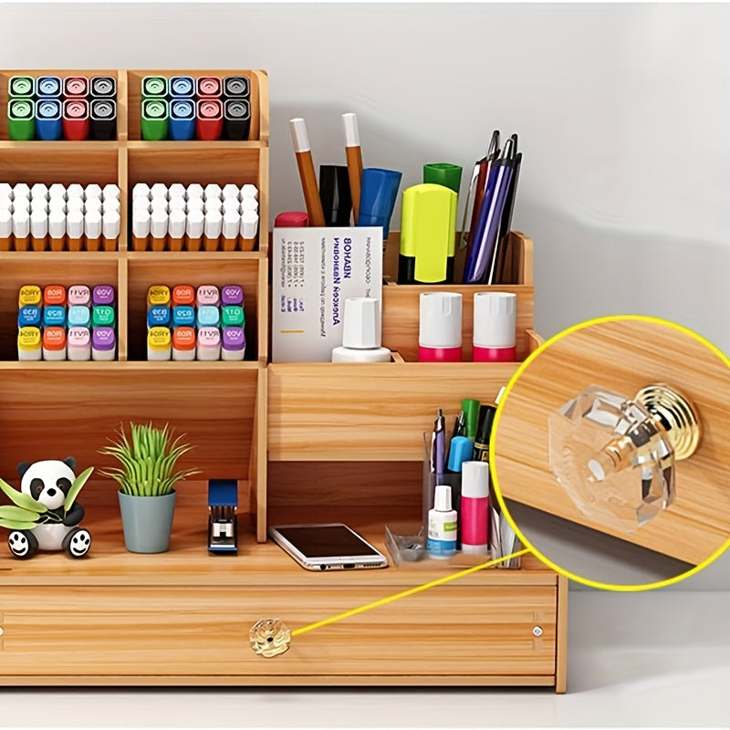 Räumliches Bambooschreibtischregal mit Schublade – Organisiere deinen Arbeitsplatz effizient und elegant