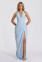 Minette – Spitzen-Maxikleid mit Neckholder und Beinschlitz