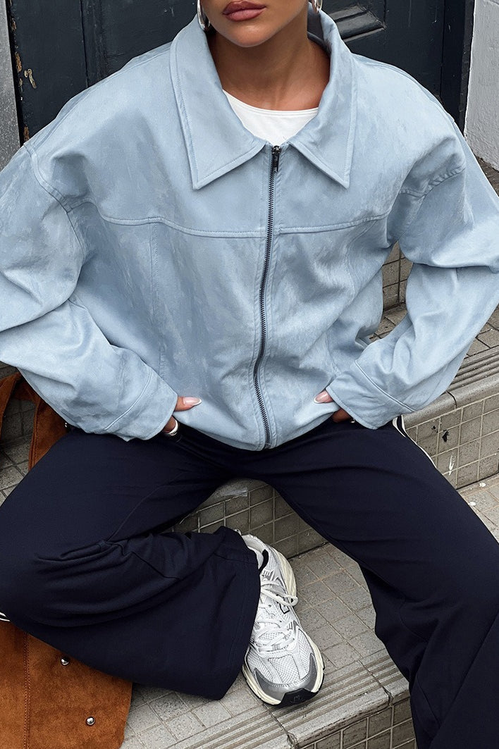 Jacke mit Wildleder in Blau