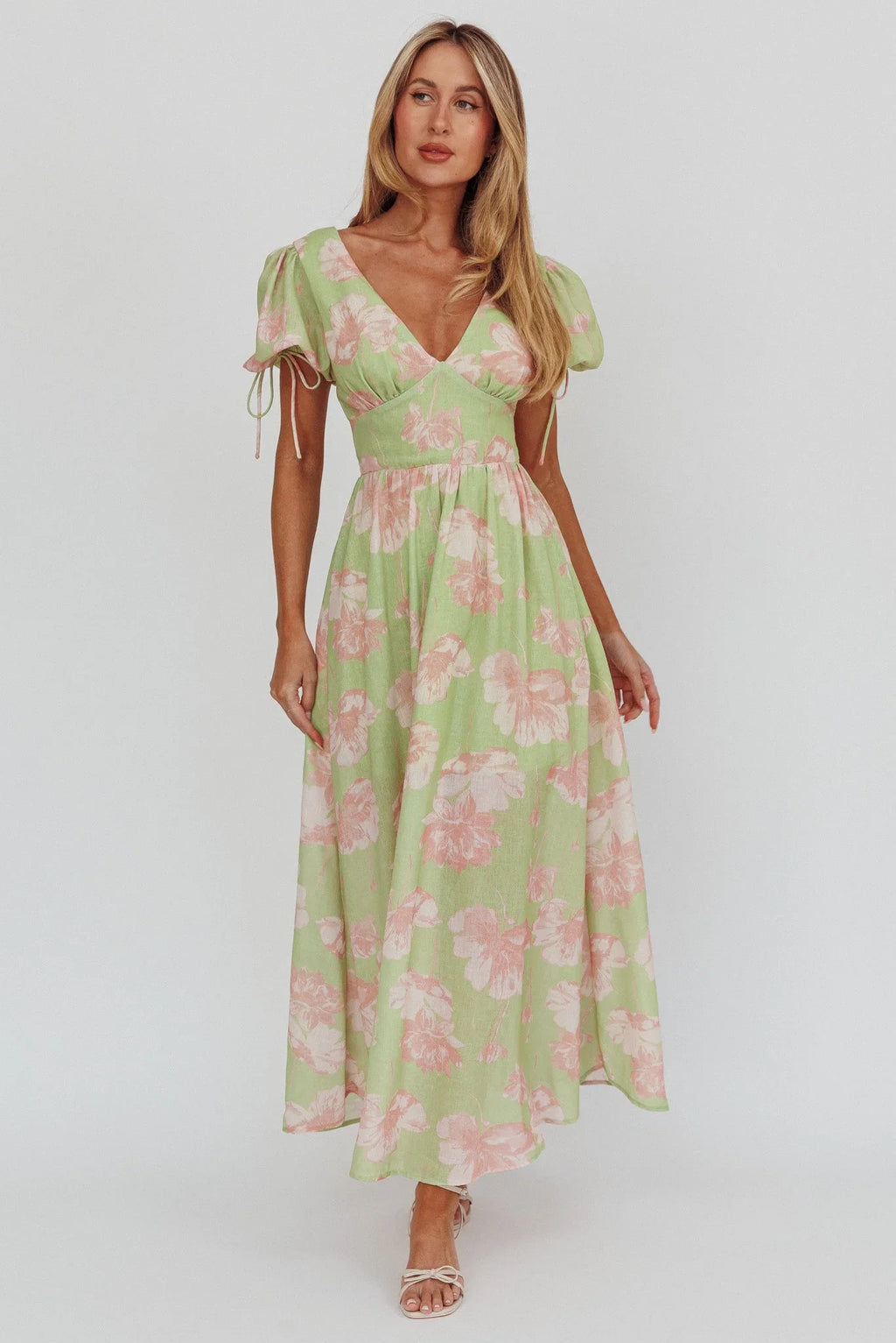 Loveberry – Maxikleid mit Puffärmeln und A-Linien-Rock