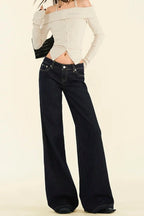Locker geschnittene Jeans in Dunkelblau