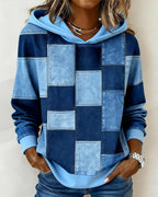 Schicker Langarm-Karierten Kapuzenpullover