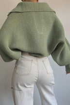 Pullover mit Laternenärmeln und Strickstruktur