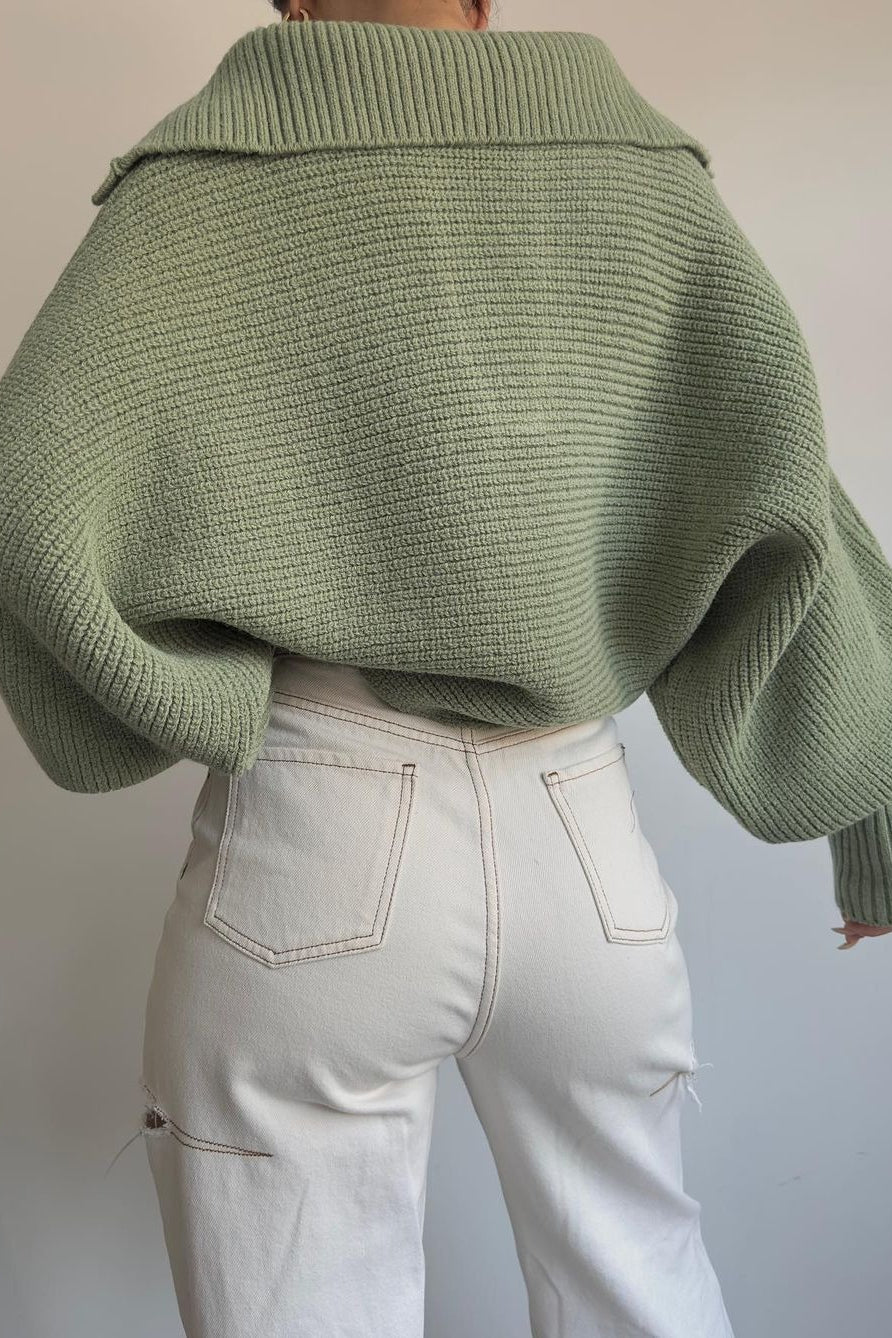 Pullover mit Laternenärmeln und Strickstruktur