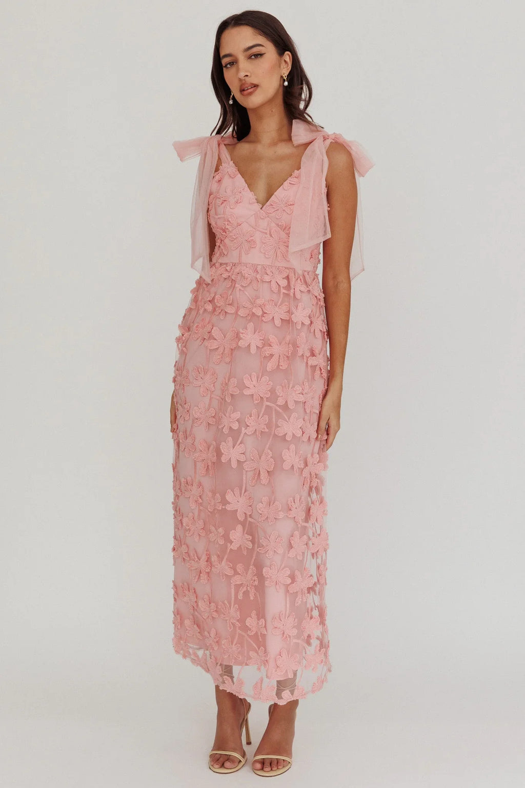 Mykonos – Maxikleid mit Mesh-Akzenten