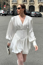 Kleid mit Satinoptik in Weiß
