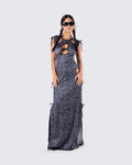 Damen Maxikleid mit Cut-outs und Bindebändern