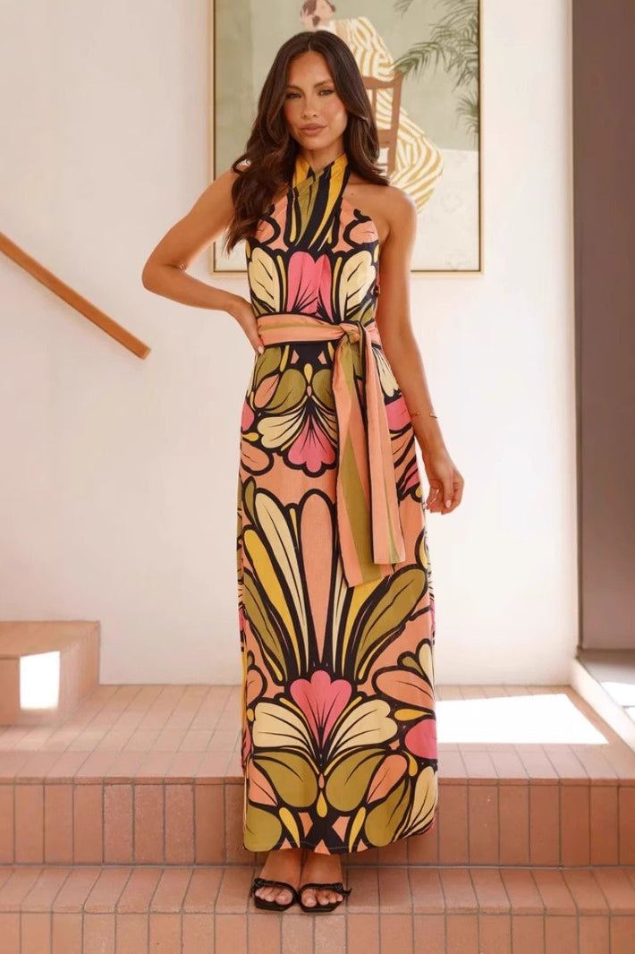 Gürtel mit Neckholder und Blumenmuster