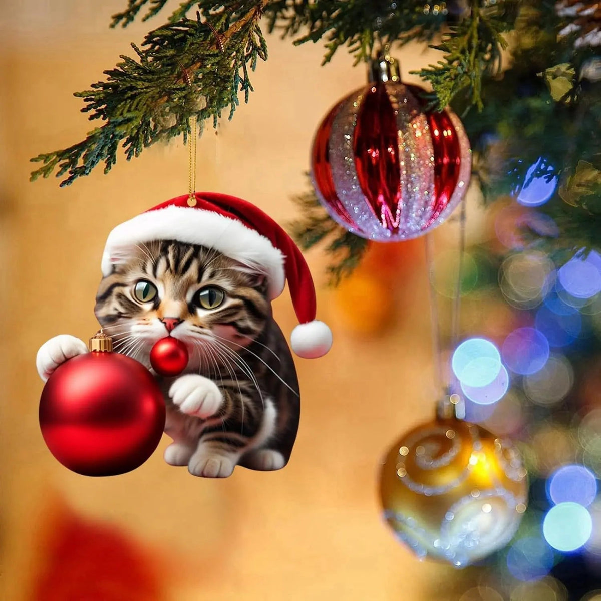 Weihnachts-Katzen-Ornament: Niedliche festliche Baumdekoration