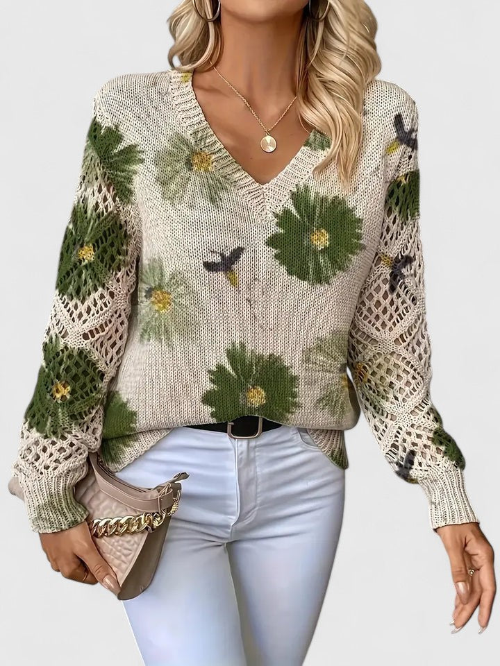 Lässiger Blumen-Pullover