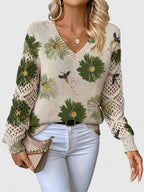 Lässiger Blumen-Pullover