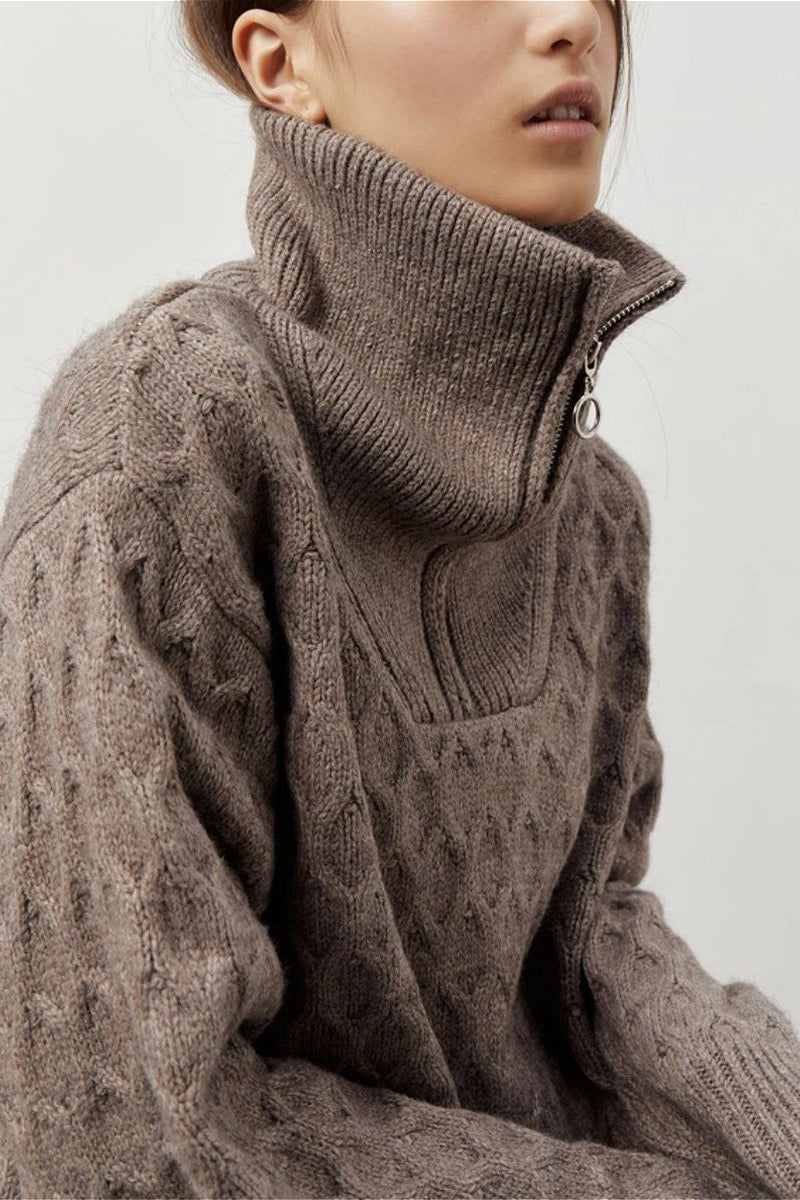 Pullover mit Reißverschluss und Strickstruktur