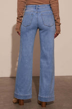 Jeans mit weitem Bein und hoher Taille in Schwarz