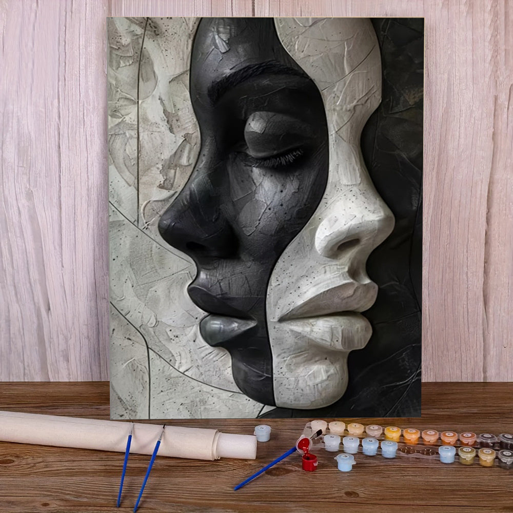 Abstraktes Weibliches 3D-Porträt: DIY Leinwand-Set für Kunstliebhaber