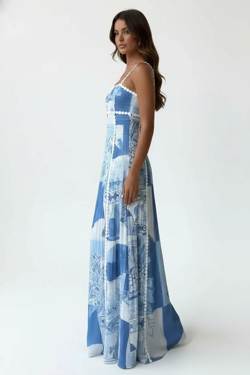 Maxikleid mit eckigem Ausschnitt und Cut-outs
