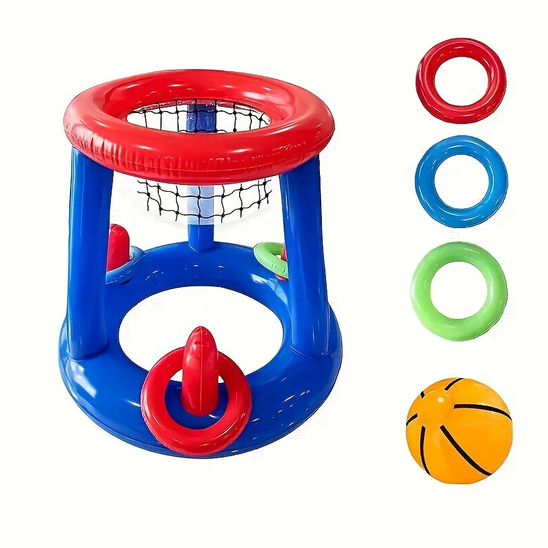 Aufblasbares Pool-Basketballset – Mit Korb, Ball sowie Ringen